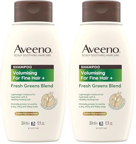Aveeno Fresh Greens Blend Natural Volumising Shampoo for Fine Hair 354ml (Pack of 2)