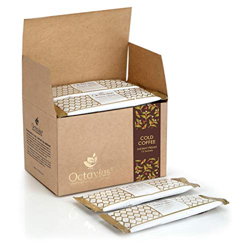 Image of Octavius | Cold Coffee Premix - 15 Pouches | Instant Cappuccino Coffee | Hot & Cold Coffee | Premix Readymade Mix | (15 Gm x 15 Sachets).