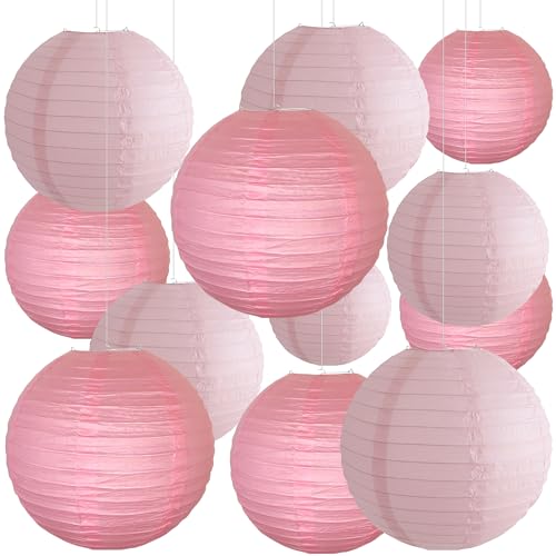 20 Lanterne Papier Rose, 15/20/25 cm Lanternes Decoration Anniversaire