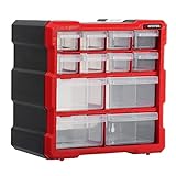 INTERTOOL Small Parts Organizer - 12 Removeable Bin Drawers - Tool Box for Storing Hardware and Garage Organization - For Screws, Bolts, Legos, Arts and Crafts - 10” x 10” x 6” - BX08-4024