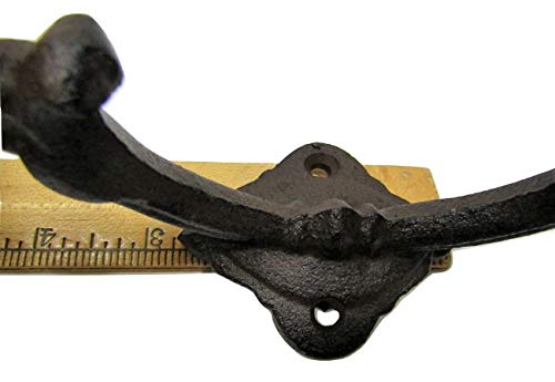 Bsa Coat Hat Hooks Cast Iron Lot Set Of 6 Double Hook 7 X 4.5 Inch Antique Vintage Style #TOP6