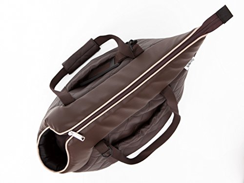 Hundetragetasche aus Kunstleder – Hundetransporttasche für kleine Hunde und Katzen bis 3 kg - praktische Transporttasche - Hundetasche - 20 x 42 x 22 cm - Braun