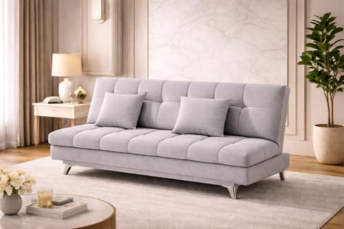 Image of Krancy 3-Seater Sofa Cum Bed for Living Room, Office & Home | Premium Fabric Sleeper Sofa Set with 1 Year Warranty | Comfortable Sofa for Guests, Lounge & Small Spaces | Grey