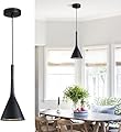 KCO Lighting Farmhouse Black Cone Pendant Light 1-Light Small Industrial Kitchen Island Pendant Lighting Mid Century Barn Ceiling Pendant Light Fixture Mini Adjustable Hanging Lamp
