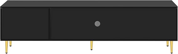TV Stand Wood Entertainment Center Media Console TV Cabinet for 80+inch TV, Stylish TV Console Table for Living Room, Black