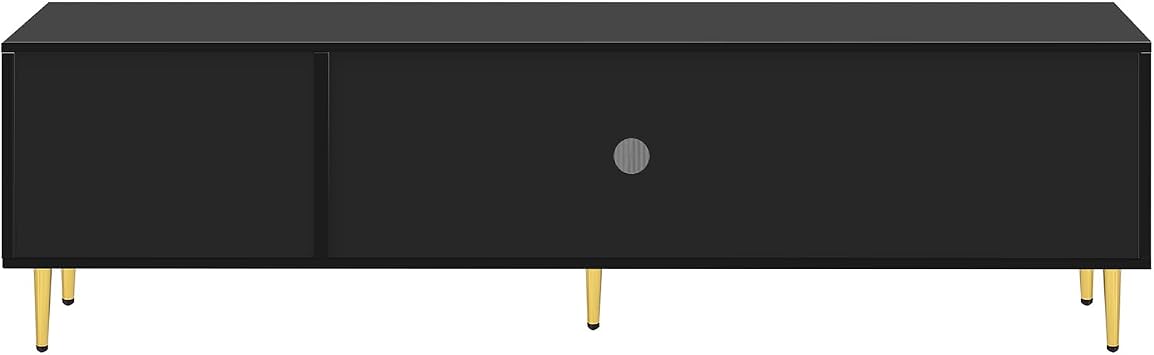 TV Stand Wood Entertainment Center Media Console TV Cabinet for 80+inch TV, Stylish TV Console Table for Living Room, Black