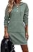 TrendiMax Damen Hoodie Kleid Herbst Übergangs Kapuzenpullover Sweatkleid Textur Knopf Langarm Sweatshirt Kleid mit Kapuze (L, Bohnengrün)