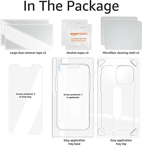 Image of amazon basics Premium Smartphone Tempered Glass Screen Protector for iPhone 13 and 13 Pro