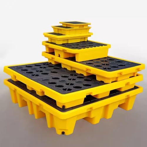 MIIZOO Spill Control Modular Platform Spill Containment Pallet for Industrial Warehouse Factory, 17 Size Options – Polyethylene, Heavy Duty, Leak-Proof, Non-Slip, Stackable Design(49 * 35 * 9cm)