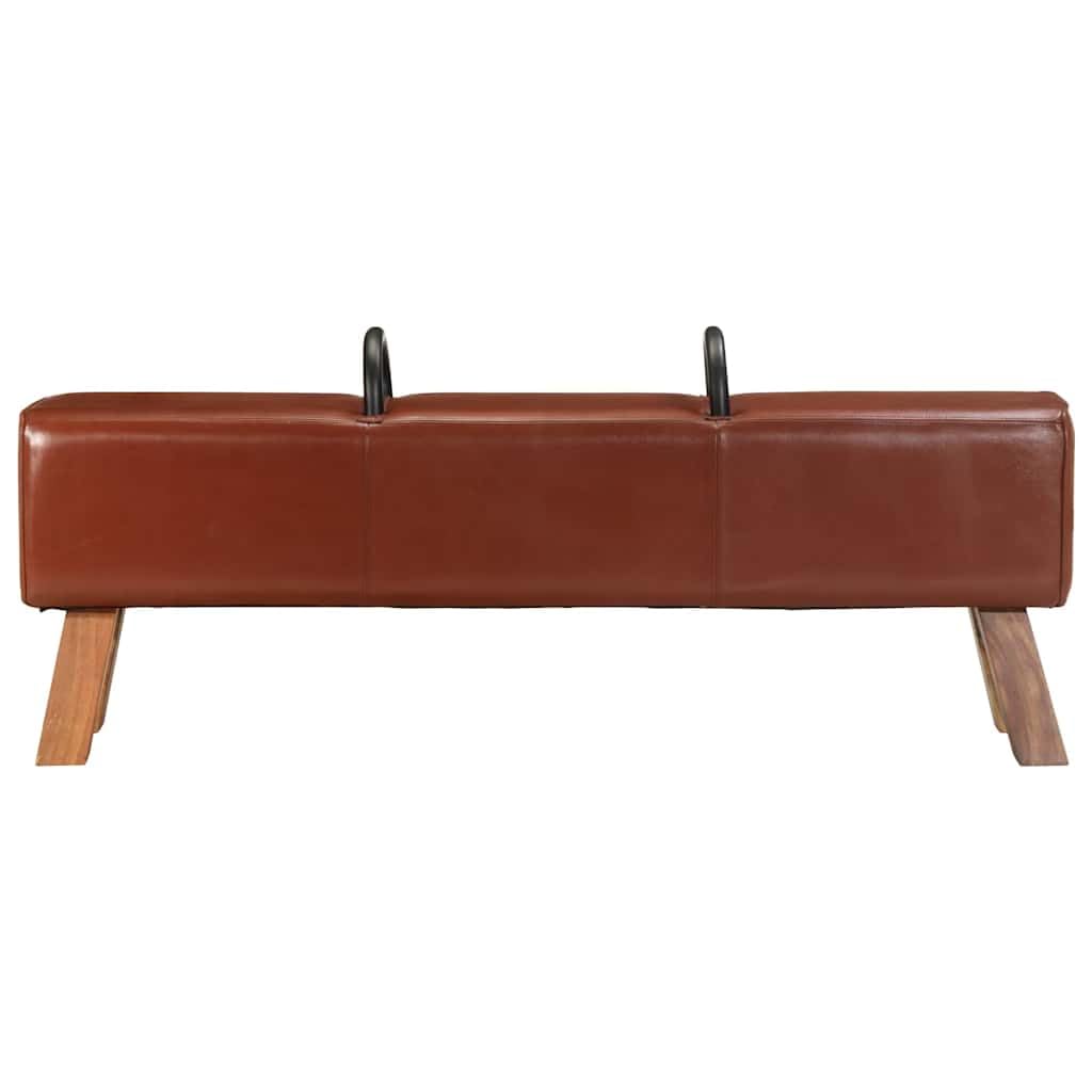 vidaXL Vintage Turnbock Bank mit Griffen Sitzbank Lederbank Flurbank Polsterbank Kult Schulsport Echtes Ziegenleder Braun 135x25x55cm