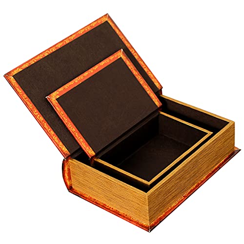 Artsss Decorative Book Boxes Antique Book Invisible Box Sturdy And Realistic Faux Wood Set Of 2 Storage Set #TOP2