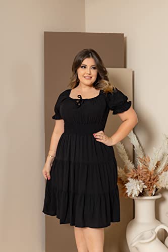 VESTIDO RODADO CASUAL MODA EVANGELICA (as2, alpha, x_l, regular, regular, PRETO)