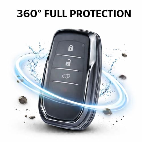 Image of JVCV 2 Pack Soft TPU Transparent Cover Compatible with Toyota Fortuner Camry Vellfire Hilux Innova Crysta Fortuner Legender Innova HyCross Land Cruiser 2B /3B Smart Key (Transparent Black)