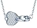 Produktbild Yumilok 925 Sterling Silber Zirkonia Doppel Ineinander Verschlungen Herzen Anhänger Halskette Herzkette für Damen Mädchen