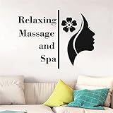 Women Spa Logo Wall Sticker Relaxing Massage and Spa Room Wall Decal Interior Wall Decoration Health Museum Shop Wall Decoration TM-77 (Black)