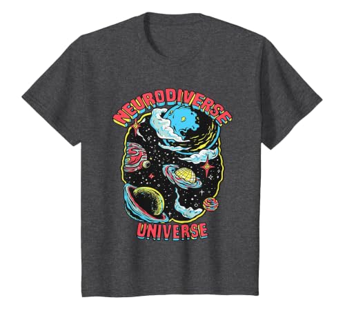 Neurodiverse Universe Neurodiversity Embrace ADHD Autism ASD T-Shirt, Youth, Dark Heather Grey, 2T