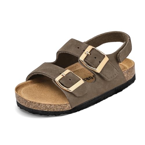 K KomForme Toddler Cork Footbed Sandals with Buckles