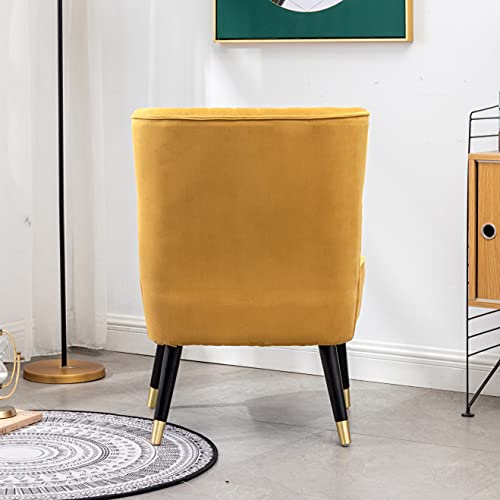 Sillón Armazón Madera Tapizado Terciopelo Dorado miniatura 7