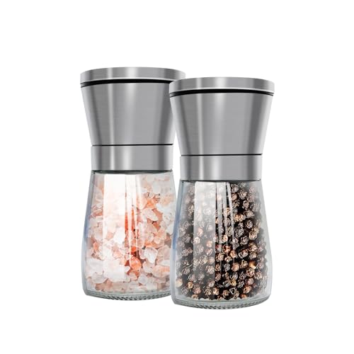 Salt and Pepper Grinder Set, Adjustable Coarseness Coarse & Fine Salt Shakers, Salt and Pepper Mills [Without Spice Content]