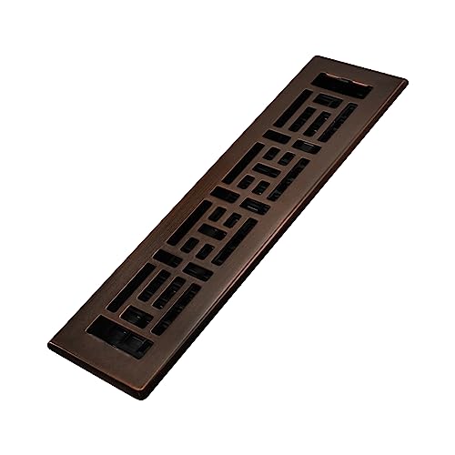 Decor Grates AJH212-RB Oriental Floor Register 2x12 Inches Rubbed Bronze Finish
