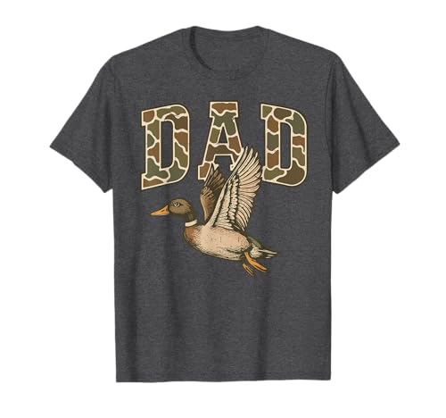 Men's Camouflage Dad Mallard Duck Hunting Camo Dog Hunting T-Shirt