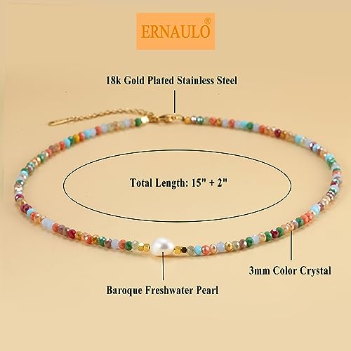 Colorful Beaded Necklaces for Women Crystal Bead Necklace Beach Necklaces Boho Necklaces for Women Pearl Beaded Choker Necklace Stainless Steel 18K Gold Plated Choker4