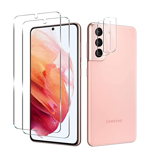 Galaxy S21 Plus Tempered Glass Screen Protector + Camera Lens Protector [ 2 + 2 Pack ][Case Friendly][Anti-Scratch][Ultrasonic Fingerprint Unlock] Clear HD Protective Film for Samsung Galaxy S21 Plus