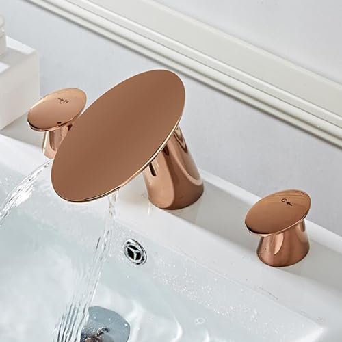 Robinet lavabo 3 trous cascade or rose pour sublimer votre routine bien-être