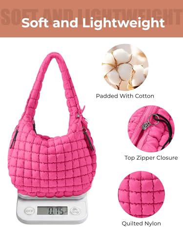 Image of Puffer Quilted Tote Bag for Women Nylon Crossbody Bags Puffy Purse Hobo Large Shoulder Bag Trendy