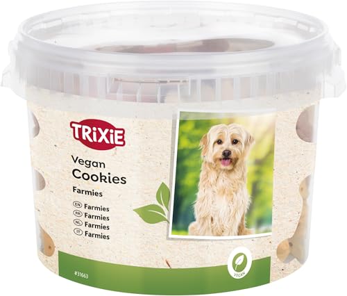TRIXIE vegane Hunde-Cookies Farmies - 1,3 kg Hundesnacks - idealer Vorrat an Belohnungen für deinen Hund - im praktischen Eimer - 31663