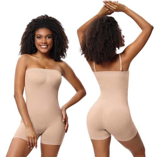 MeeQee Body Moldeador para Mujer Body con Control de Abdomen sin Tirantes Shapewear Pantalones Cortos Bodys Moldeadores para Fiestas, Bodas