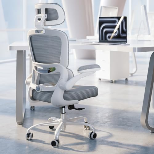 Image of TRALT Office Chair Ergonomic Desk Chair, 330 LBS Home Mesh Office Desk Chairs with Wheels, Comfortable Gaming Chairs (1, Grey PU)