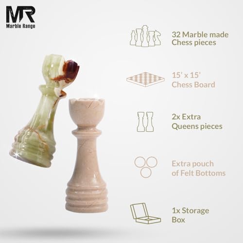 Juego de Ajedrez de Mármol con Tablero y Caja 15 Pulgadas miniatura 5