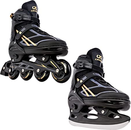 2in1 Inlineskates Inliner Schlittschuhe Croxer Radiant verstellbar (42-45 (27,5-29,5cm), Gold) Cover