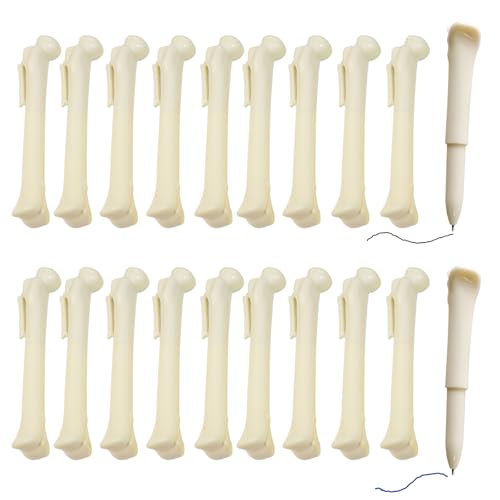 mengger Ebolígrafos de Bola, 20 Piezas Creativas Novely Hueso Diseño Bone Forma Ballpiont Bolígrafos 0.7mm Tinta Azul/Tinta Negra Cordón Incluido,Para Médicos Enfermeras Estudiantes Artistas