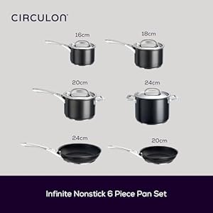 Circulon infinite saucepans stockpot and frypans set of 6 non stick stainless steel lids hard anodized aluminium cookwareinduction oven and dishwasher safe  urban country home decor