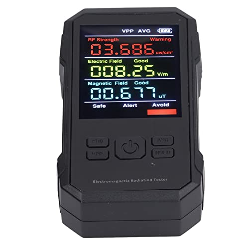 EMF Meter, Handheld Digital Rechargeable Electromagnetic Field Radiation Detector with Battery, Ideal for Home, Office, Outdoors, and Hunting, Black (Black)