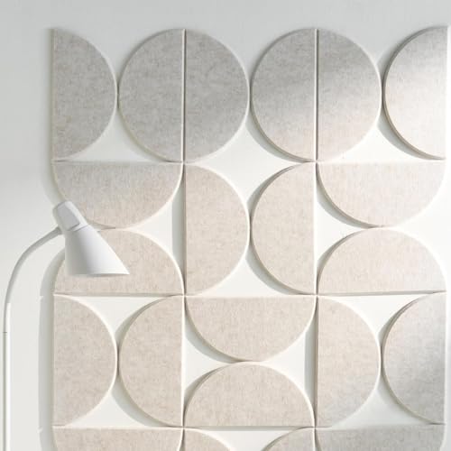 Image of Climberty 24Pcs Self-Adhesive Felt Bulletin Boards with 50 Push Pins, Semi-Circular Acoustic Wall Panels for Notice, Message & Home Office Decor (Light Camel-Khaki)