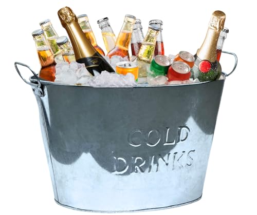 Trendi 24L Cold Drinks GALVANISED Steel Oval Tub Outdoor ICE Bucket Cooler | Beverage Beer Lager...