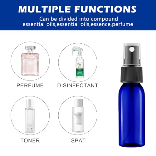 60ml Glass Spray Bottles, Refillable Blue Glass Atomizer with Fine Mist Spray, Reusable for Essential Oils, Hair Care, Aromatherapy, Perfumes, Cleaning, 2 Pack - Image 6