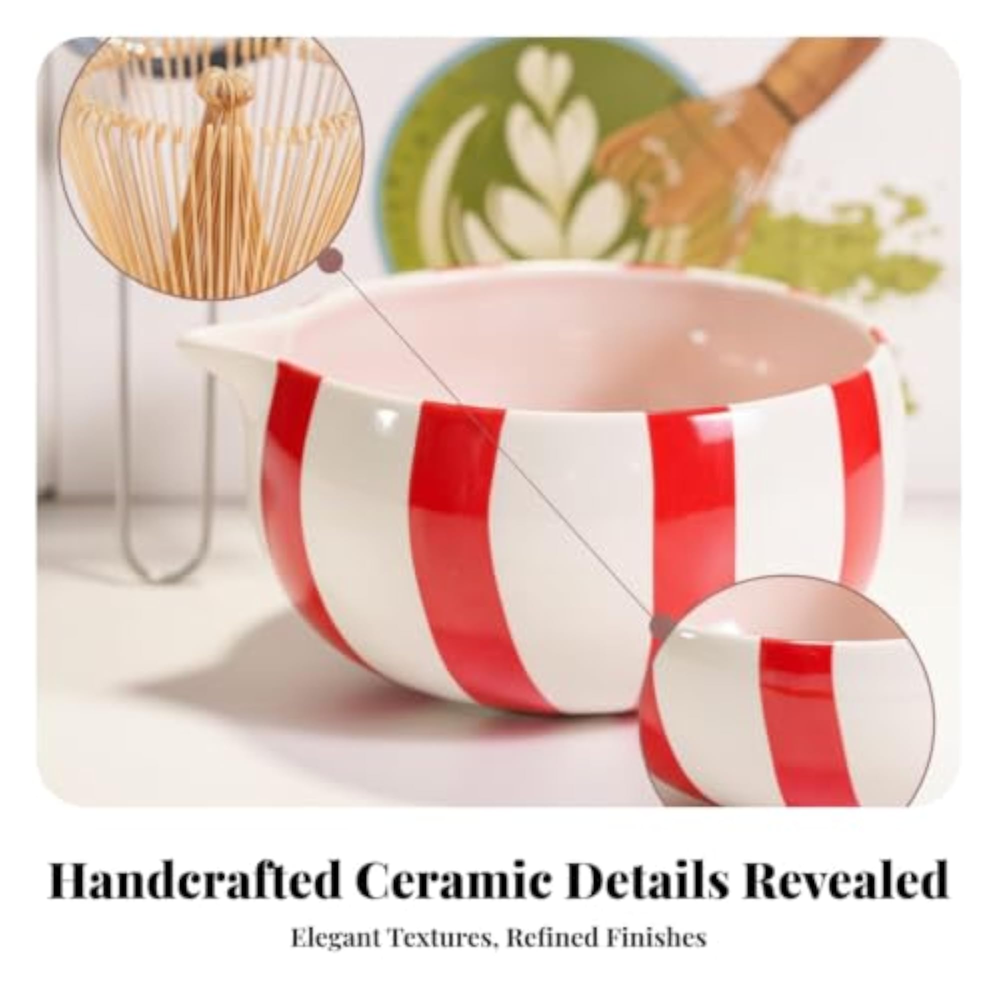Ceramic Matcha Tea Set with Sifter, Bamboo Matcha Kit