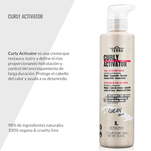 LENDAN - Activador de Rizos en Crema - Terra Curly Activator - 275 ml - Rizos Definidos - Desenreda el Cabello - con Protector de Calor para el Pelo - Nutre en Profundidad - Anti Encrespamiento - imagen 2