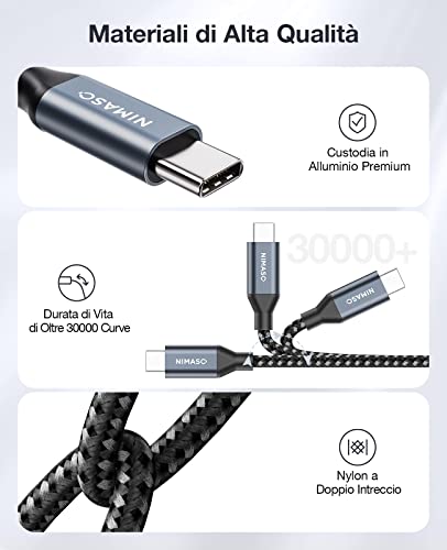 NIMASO Cavo USB C a USB C 3M,Cavo USB Type C 100W
