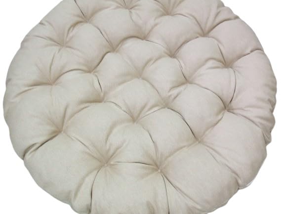 TBA Poduszka na fotel papasan, tapicerowana poduszka na podłogę na fotel obrotowy, okrągły fotel papasan, fotel z polirattanu, średnica 130 cm, grubość poduszki 10-12 cm (beżowa)