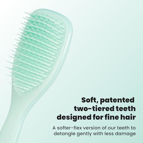 Image of Tangle Teezer Fine Ultimate Detangler Mini Hair Brush for Fine Hair, Mint | Travel-size brush with patented two-tier, soft-flex teeth; on-the-go detangling for fine hair, helps reduce breakage & frizz