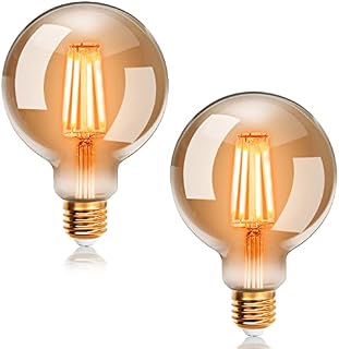 EXTRASTAR Vintage Edison LED Light Bulb, 6W G80 E27 Bulb, 48W Equivalent, 540LM, 2200K Warm White Energy Saving Globe Decorative Bulbs, Retro Antique Filament Lamp, Non-Dimmable, Pack of 2