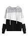 SweatyRocks Women's Color Block Lightweight Long Sleeve Pullover Hoodie, Grey White Black, M