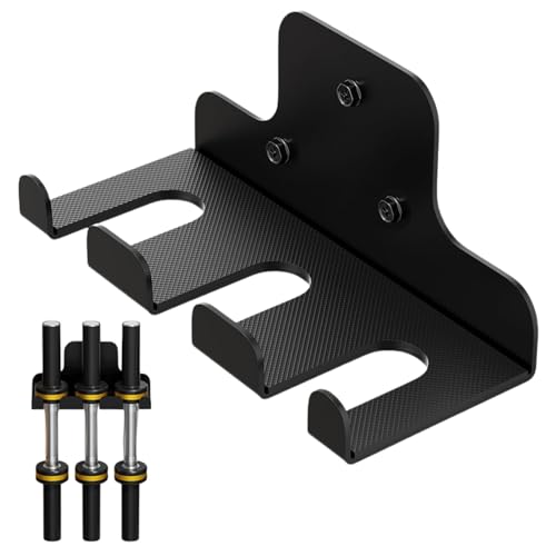 Soporte de pared para barra, soporte de barra de pared, estante para mancuernas que ahorra espacio, para gimnasio, hogar, garaje, fitness, ejercicio, levantamiento de pesas, pesas rusas