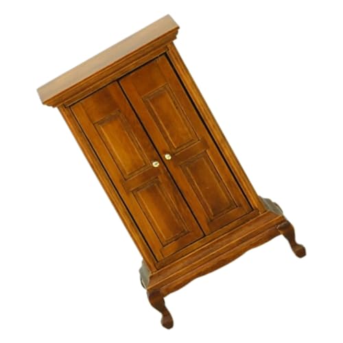 HANABASS Miniatura Armario de Madera para Casas de Muñecas Doble Puerta Resistente y Detallado para Decoración de Jardines de Hadas y Colecciones Creativas