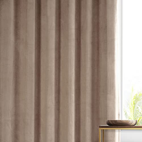 Image of HPD Half Price Drapes Signature Plush Velvet Blackout Curtains for Bedroom (1 Panel), 50W X 84L Hotel Black Out Curtains for Living Room, Thermal Insulated Blackout Curtains, Pashmina Taupe